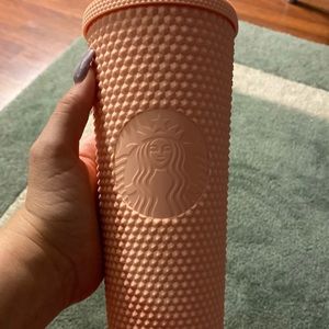 Matte pink studded Starbucks cup